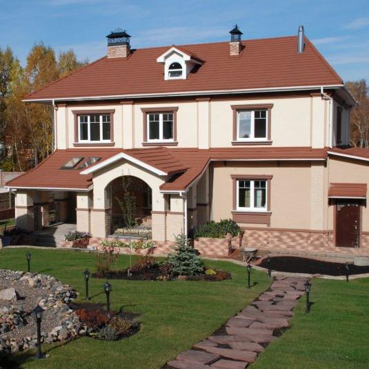 Композитная черепица Metrotile, профиль Roman, цвет терракот